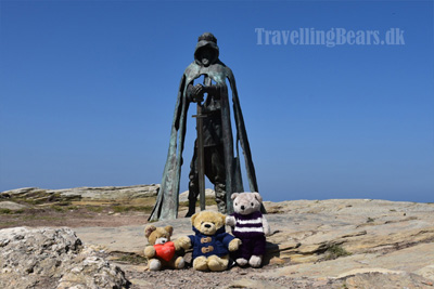 The Travelling Bears and King Arthur at Tintagel Castle in Cornwall